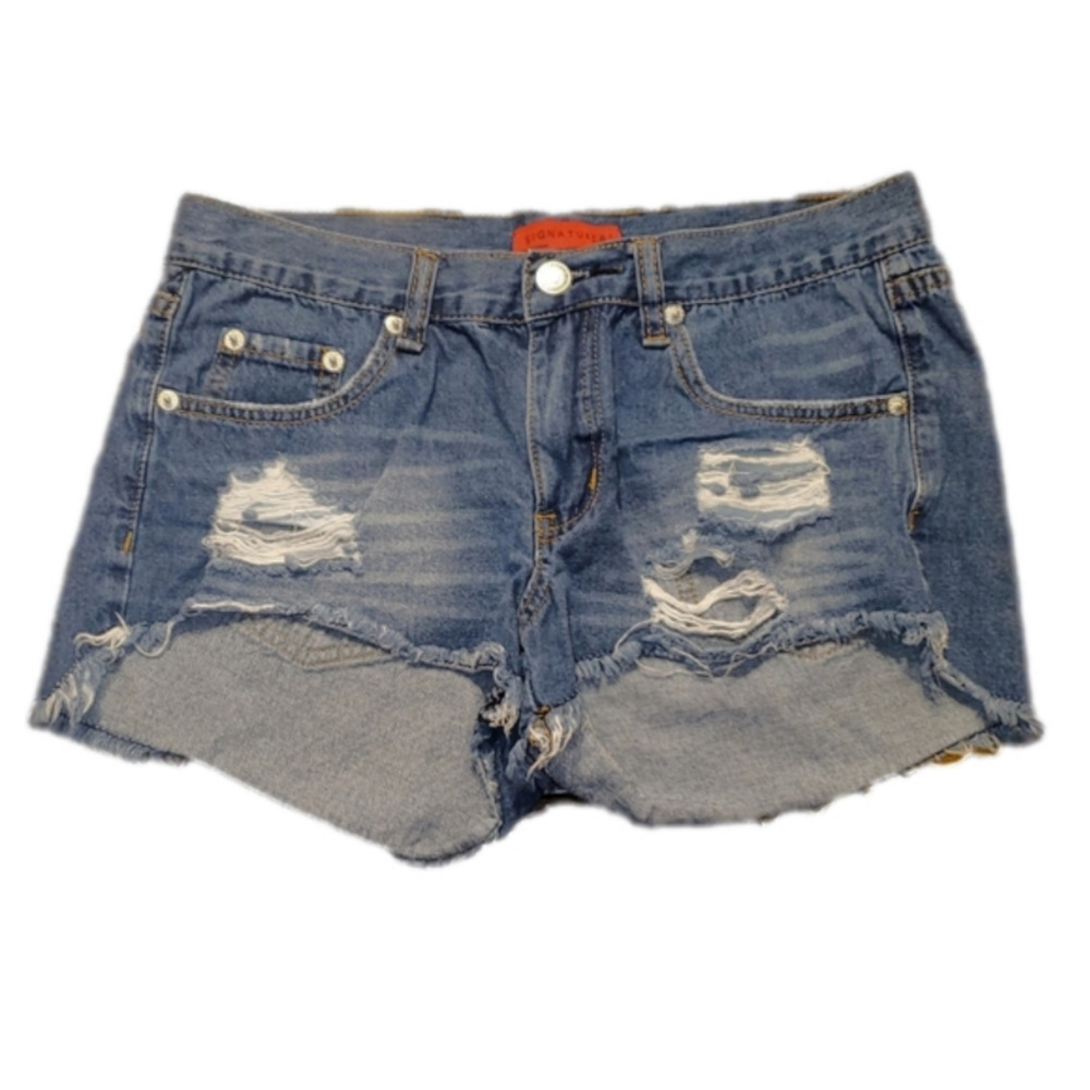 SIGNATURE8 Distressed small bluejean shorts